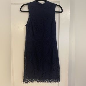Navy blue - high neck lace sleeveless dress - size Small